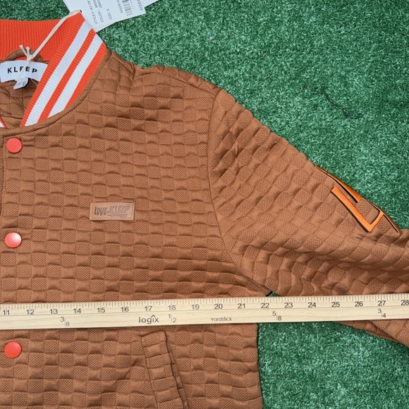 Men's‎ Kleep Canvas Sleeves Varsity Jacket Brown Orange Size Small - Picture 6 of 10